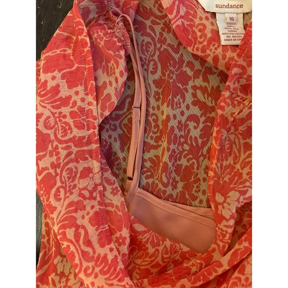 Sundance Floral Silk V-Neck Dress With Lining Size 16 - Picture 6 of 9